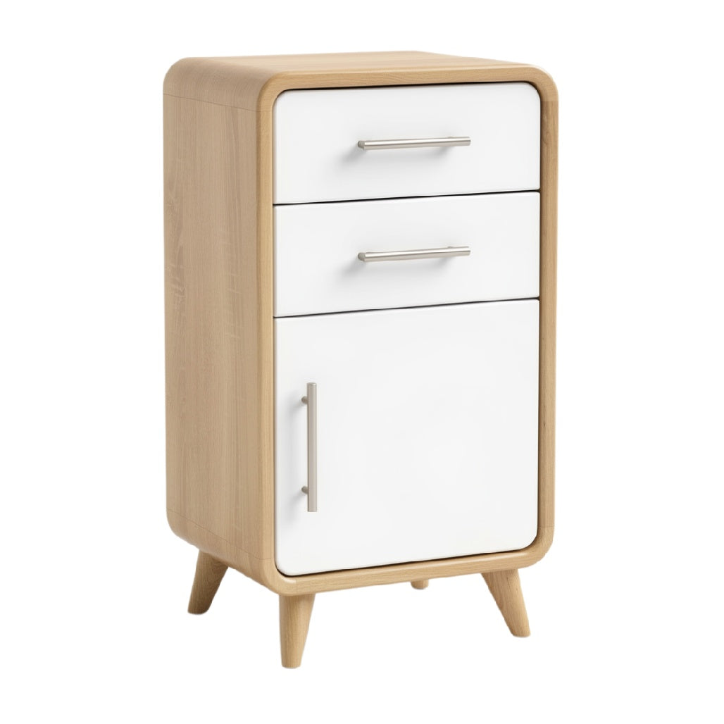 Modern Wooden Nightstand with Three Drawers and Sleek White Finish