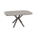 Modern Rectangular Outdoor Dining Table with Slatted Top and Cross-Base Design