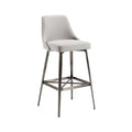Modern Gray Upholstered Bar Stool with Metal Frame