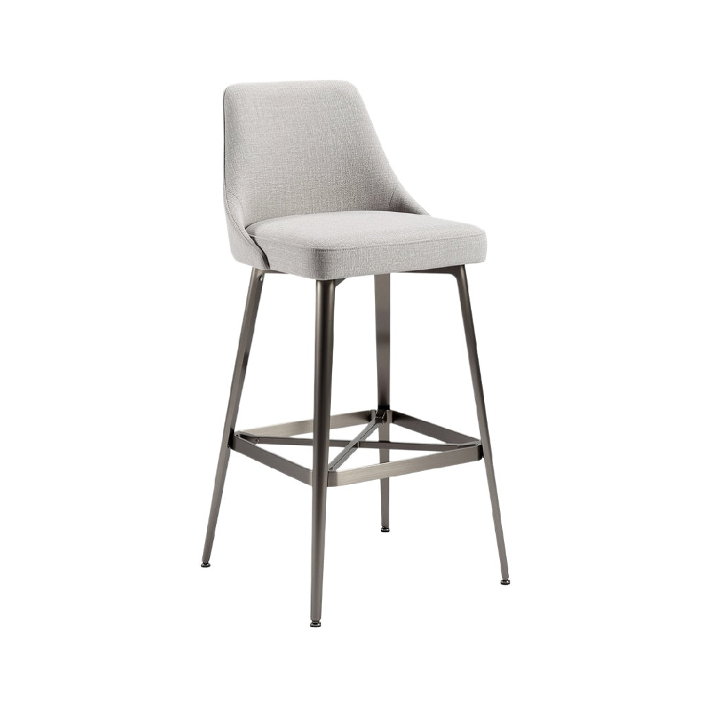 Modern Gray Upholstered Bar Stool with Metal Frame